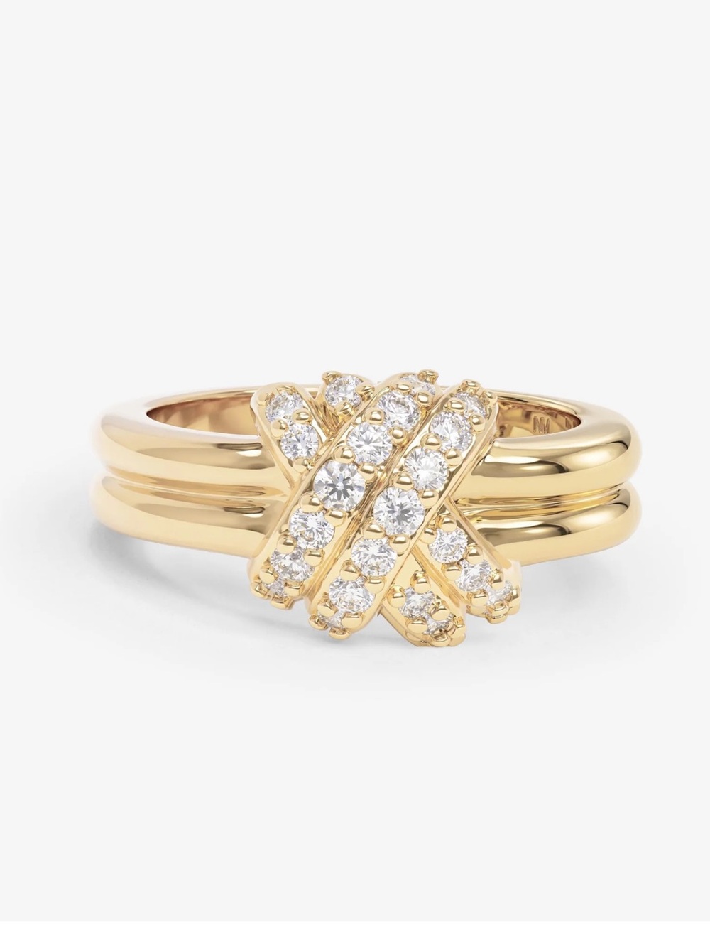 Melinda Maria Gold Pavé X-Stack Ring with Diamondettes
